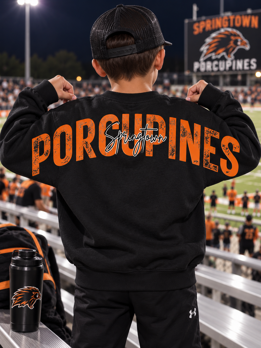 Personalized Youth Sweatshirt – Custom Oversized Shoulder-to-Shoulder Back Lettering