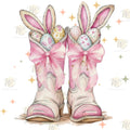 Easter Bunny Boots DTF Transfer | Pink Cowgirl Easter Heat Press Transfer | Western Easter Shirt Design Worthan Creations