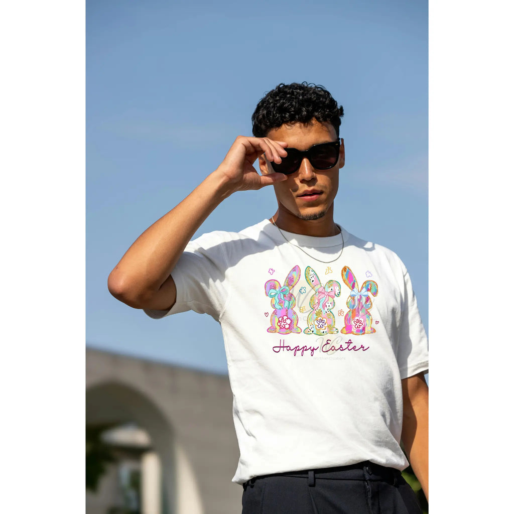 Happy Easter Bunny Trio DTF Transfer | Pastel Easter Bunny Shirt Transfer | Spring Heat Press Transfer Worthan Creations