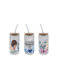 Mama glass tumbler with butterfly floral design and bamboo lid, 16oz aesthetic glass cup with straw, gift for mom