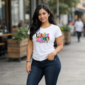 Mother Hood DTF transfer with colorful retro design, leopard print and checkered accents, 10 inch ready to press transfer for mom shirts
