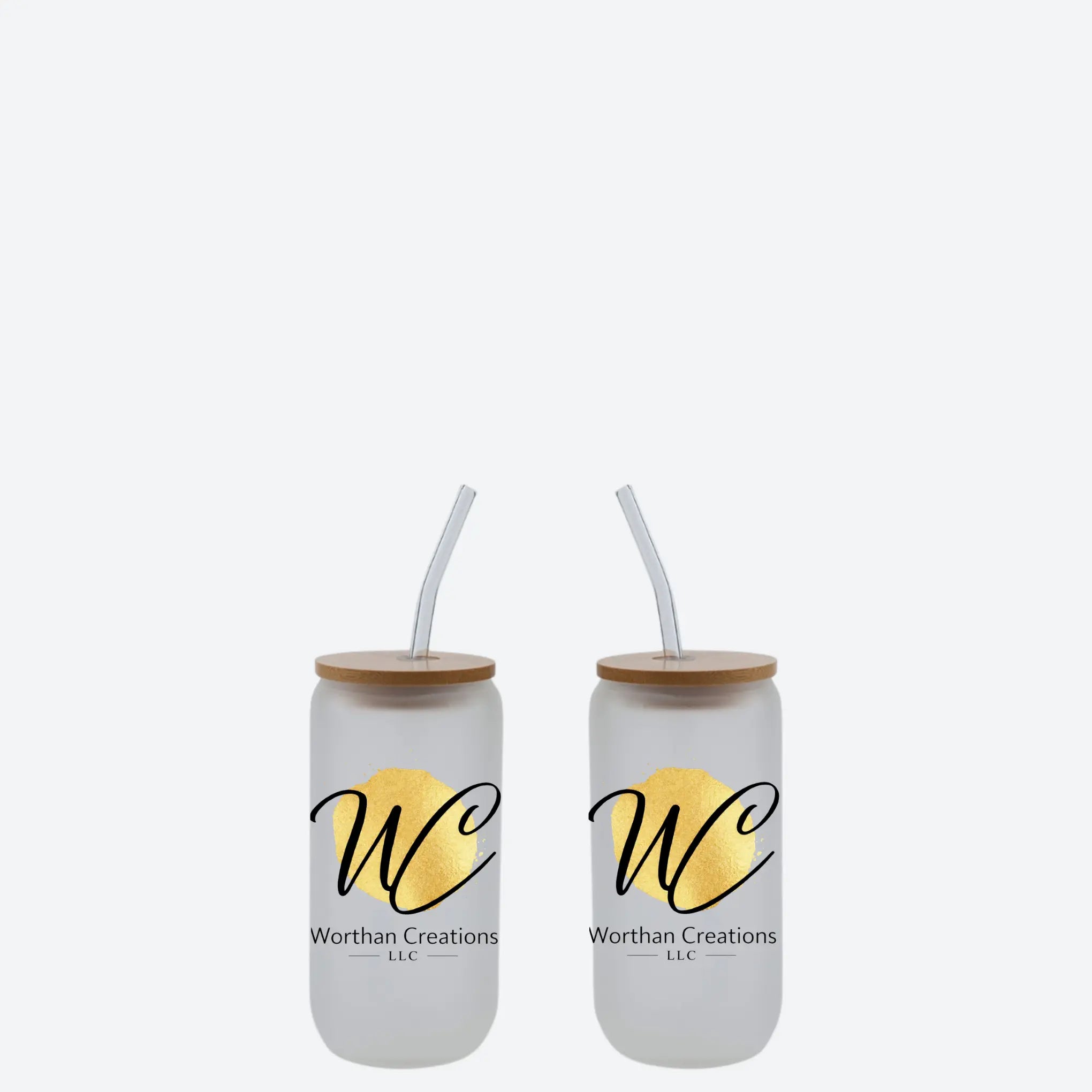 Custom 16oz Glass Tumbler with Bamboo Lid & Straw | Personalized Glass Cup | Custom Name Tumbler | Aesthetic Drinkware Worthan Creations