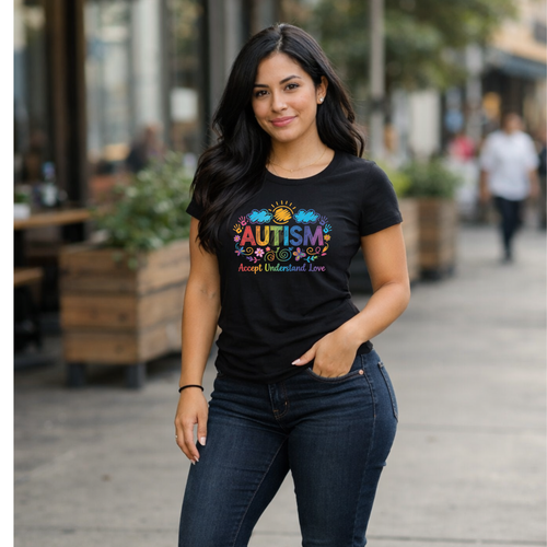 Autism Awareness DTF Transfer (10in) – Accept Understand Love Rainbow Design | Ready to Press Heat Transfer | Limited Edition