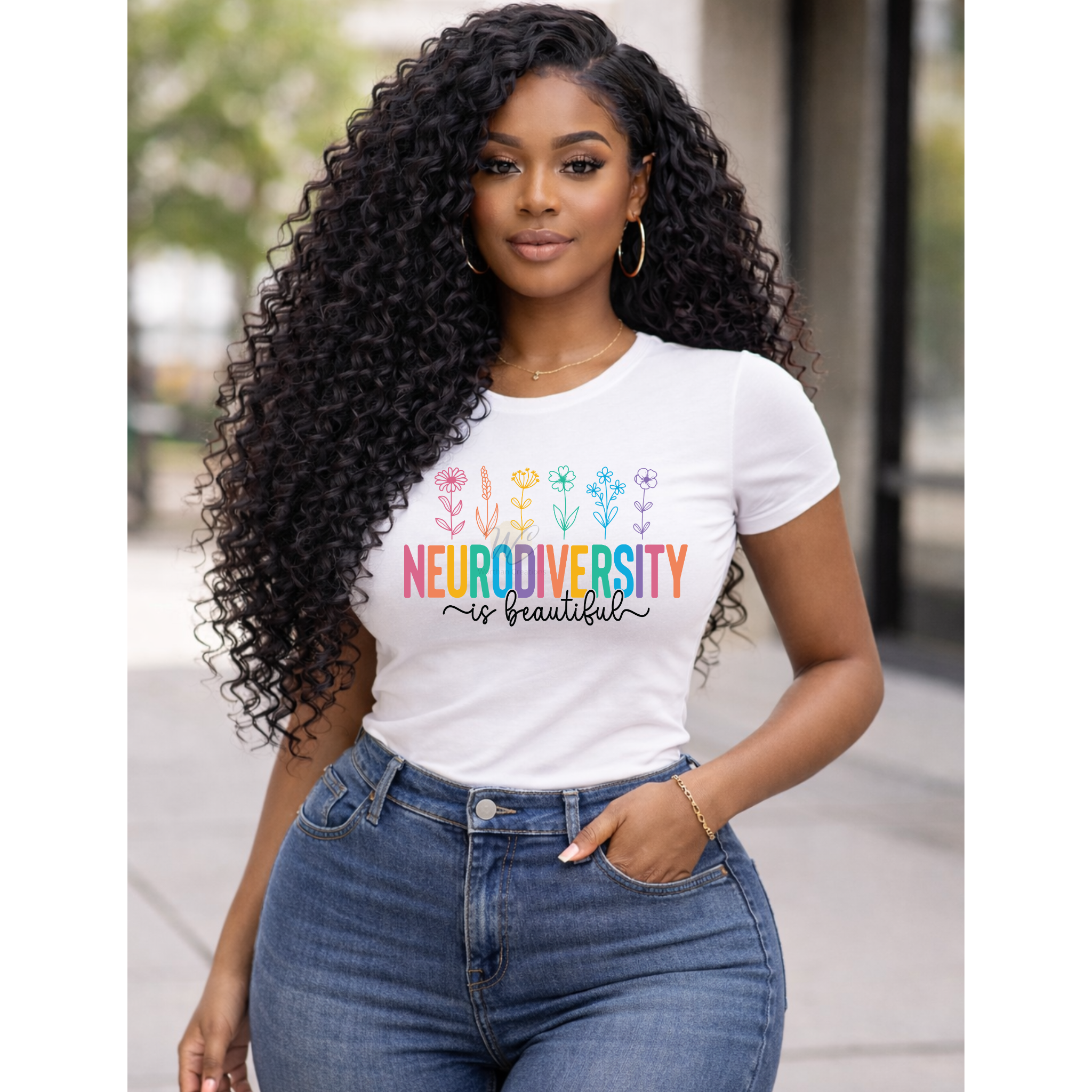 Neurodiversity is Beautiful DTF Transfer (10in) – Colorful Floral Awareness Design | Ready to Press Heat Transfer | Inclusive Apparel