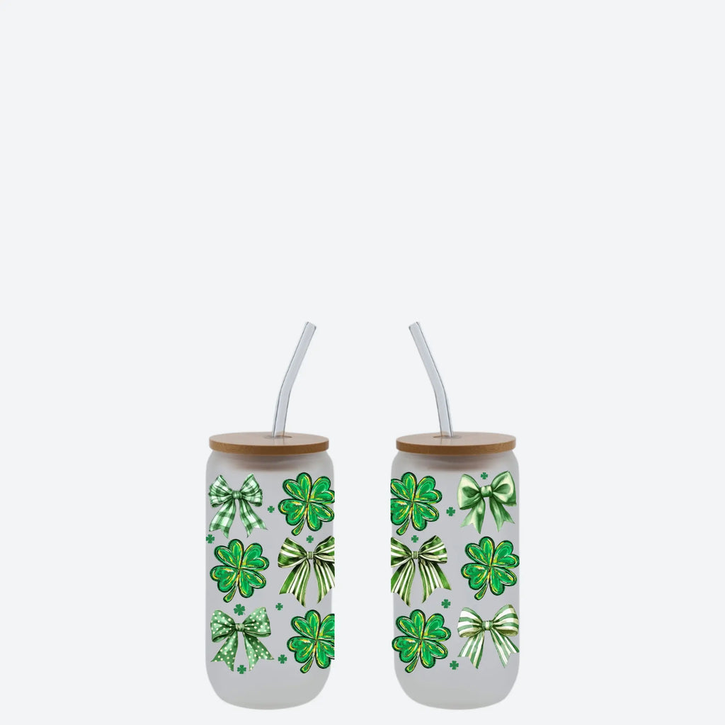 Custom 16oz Glass Tumbler with Bamboo Lid & Straw | Personalized Glass Cup | Custom Name Tumbler | Aesthetic Drinkware Worthan Creations