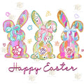 Happy Easter Bunny Trio DTF Transfer | Pastel Easter Bunny Shirt Transfer | Spring Heat Press Transfer Worthan Creations
