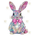 Glitter Easter Bunny DTF Transfer | Pink Bow Bunny Heat Press Transfer | Pastel Spring Shirt Transfer Worthan Creations