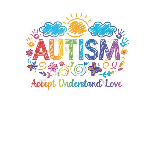 Autism awareness DTF transfer accept understand love rainbow design colorful heat press transfer for custom shirts