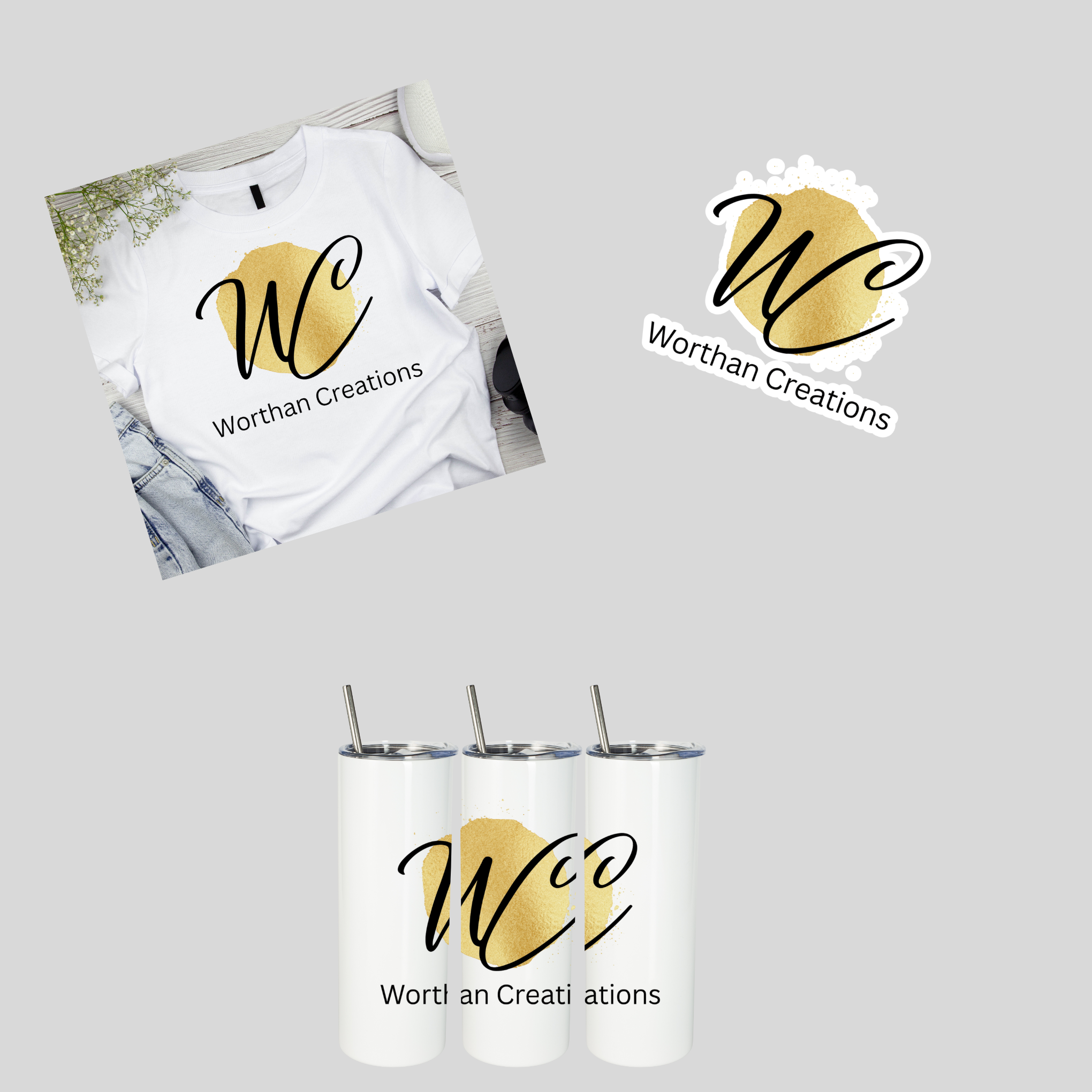 Small Business Boss Bundle | Custom Shirt, Logo Tumbler & Stickers Worthan Creations