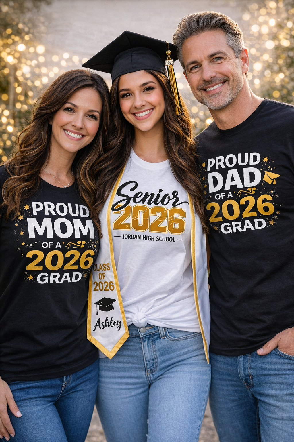 Custom Family Graduation Shirts – Proud Mom, Proud Dad & Class of 2026 Matching Shirts | Personalized Graduation Family T-Shirts Worthan Creations