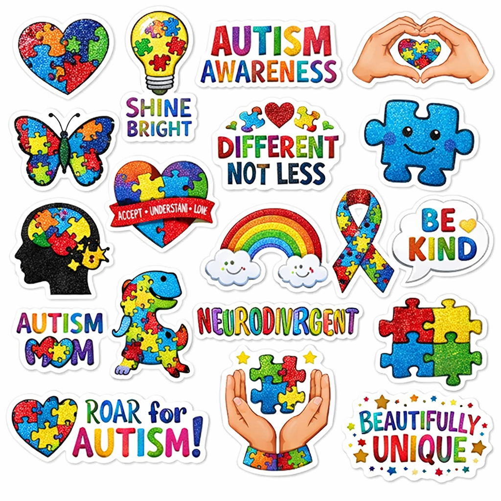 Autism Awareness Sticker Pack | Neurodiversity Stickers | Waterproof Vinyl Stickers | Mental Health & Inclusion Stickers