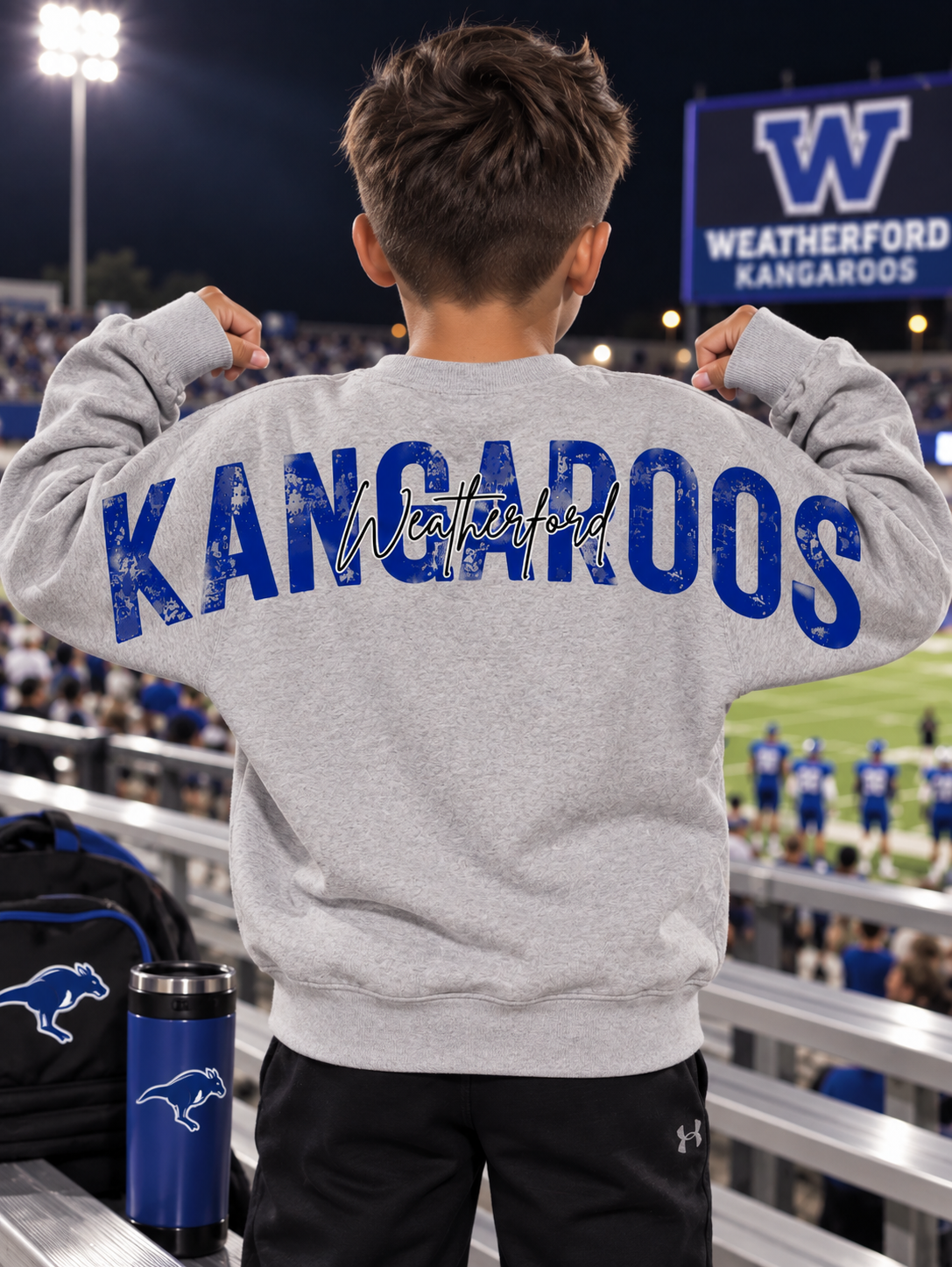 Personalized Youth Sweatshirt – Custom Oversized Shoulder-to-Shoulder Back Lettering